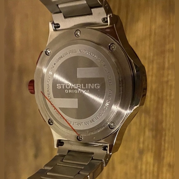 Sturhling Original Chronograph Women’s Ladies Watch Stainless Red ~Needs Battery - Picture 9 of 12